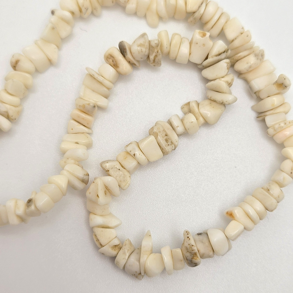 Vintage Shell Necklace White Coral Natural Beads Surfer Beach Tropical Boho 16" - Picture 3 of 12
